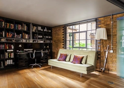 Qonaq Otağının Interyerində Loft Üslubunda Rəflər