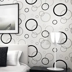 Wallpaper circles in the bedroom photo