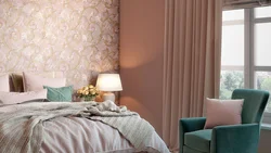 Wallpaper circles in the bedroom photo