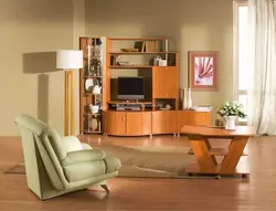Living room with red furniture photo