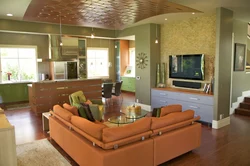 Living Room With Red Furniture Photo