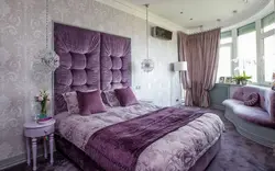 Bedroom design with lilac bed photo
