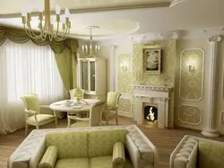 Класічны інтэр'ер гасцінай зялёны