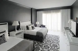 Bedroom design black white gray