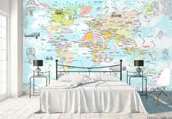 World Map In The Bedroom Photo