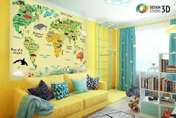 World map in the bedroom photo