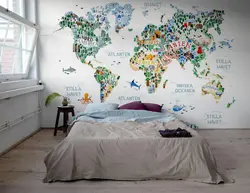 World Map In The Bedroom Photo