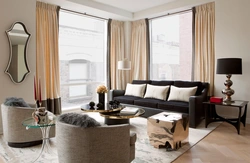 Marble curtains in the living room interior photo