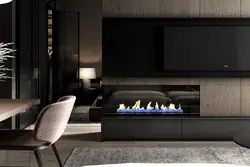 Built-In Bio-Fireplace In The Living Room Interior Photo