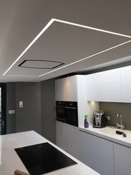 Light lines in the kitchen on the ceiling photo