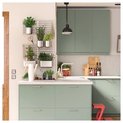 Ichki fotosuratda yashil IKEA oshxonasi