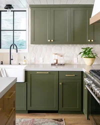 Green IKEA Kitchen In The Interior Photo