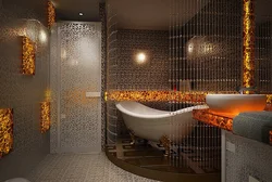 Gold tiles in the bathroom photo