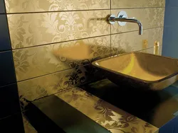 Gold tiles in the bathroom photo