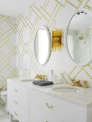 Gold tiles in the bathroom photo