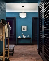 Hallway Interior With Blue Wallpaper