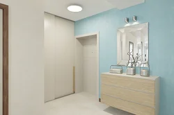 Көгілдір тұсқағаздармен дәліз интерьері