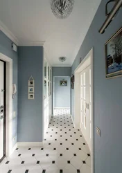 Hallway Interior With Blue Wallpaper