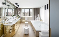 Bathtub in the middle of the room photo