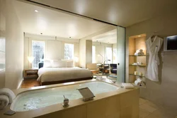 Bathtub in the middle of the room photo