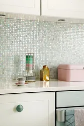 White mosaic tiles in the kitchen apron photo