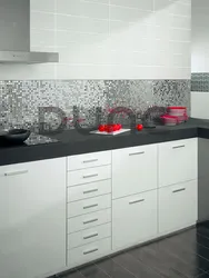 White mosaic tiles in the kitchen apron photo