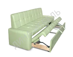 Narrow sofas in the kitchen with a sleeping place photo