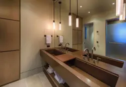 Pendant lamps in the bathroom interior