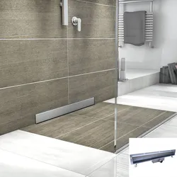 Shower drain in the bathroom photo