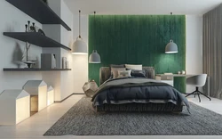 Gray green bedroom interior