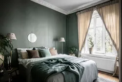 Gray green bedroom interior