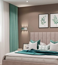 Gray green bedroom interior