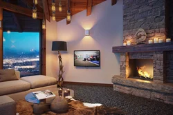 Living Room Interiors With Fireplace With Stone