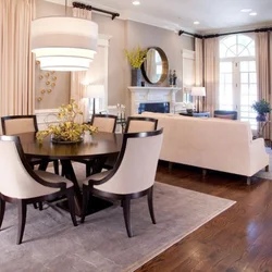 Living room interior with round table