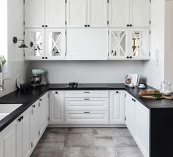 Kitchen design with black handles