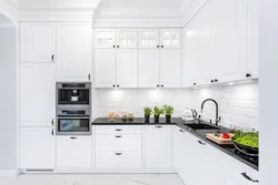 Kitchen design with black handles