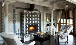 Stove in the interior of a living room in a modern