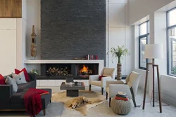 Stove in the interior of a living room in a modern