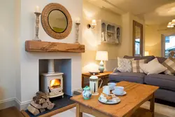 Stove in the interior of a living room in a modern