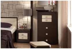 Bedroom interior design with chest of drawers and wardrobe
