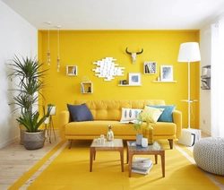 Living room design green and yellow