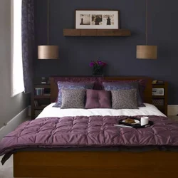 Combination of gray and brown in the bedroom interior