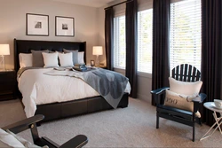 Combination Of Gray And Brown In The Bedroom Interior