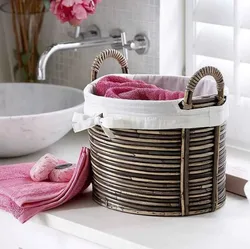 Baskets in the bathroom interior