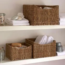 Baskets in the bathroom interior