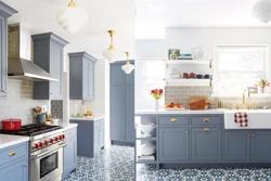 Gray-blue color in the kitchen interior