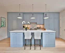 Gray-blue color in the kitchen interior