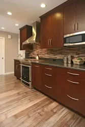 Kitchen with brown doors photo