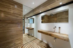 Wood On The Wall In The Bathroom Interior