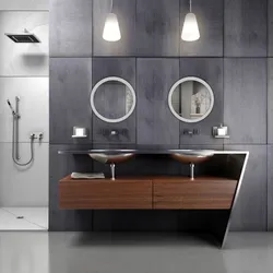 Gray sink in the bathroom interior